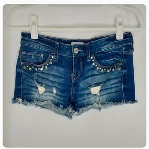 Express Jean Shorts | Distressed | Studded | Size 6 | Free with Purchase